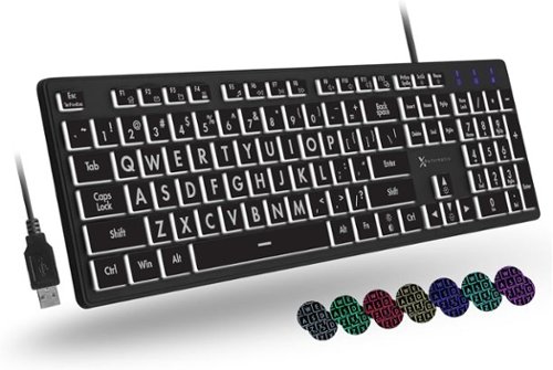 X9 - Large Print Backlit Keyboard | Wired Light Up Computer Keyboard for PC Desktop Computer and Laptop - Black-Front_Standard 