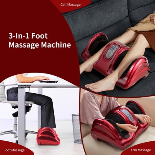 Costway Shiatsu Foot Massager Kneading and Rolling Leg Calf Ankle with Remote - Red SHOP ONLINE