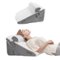 VEVOR - Bed Wedge Pillow for Sleeping, 3 Pcs Adjustable Orthopedic Bed Wedge Set, with Jacquard Washable Cover & Foam Support - White+Gray-Front_Standard