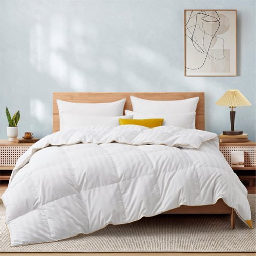 Puredown - All Season Goose Down Comforter Duvet Insert with 100% Cotton Cover - Twin - White-Front_Standard 