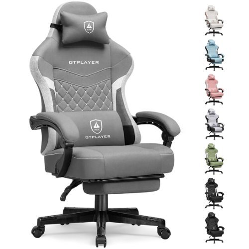 GTPlayer - Gaming Chair Fabric Computer Office Chair with Linkage Armrests High Back Desk Chair - Gray-Front_Standard 