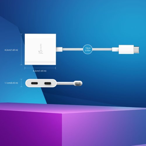 j5create Male USB-C to Female Dual USB-C Adapter with Video or Power Delivery - White WORLDWIDE DELIVERY