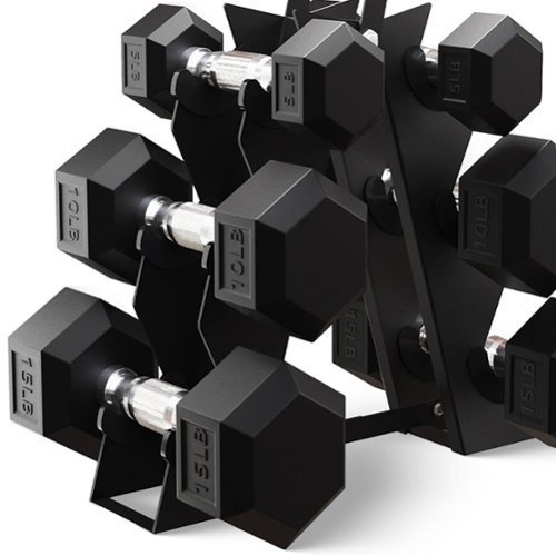 BalanceFrom Fitness BalanceFrom Rubber Encased Hex Dumbbell Set, 5