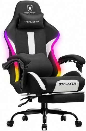 GTPlayer - RGB Gaming Chair Ergonomic Computer Chair Breathable Fabric Computer Gamer Chair Racing Style RGB LED Lights - RGB Black-Front_Standard 