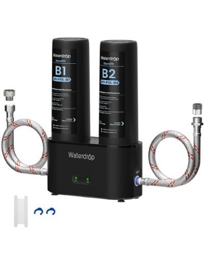 Waterdrop - DLA Under Sink Water Filter, No Drilling Required, Reduces Chlorine, PFOA/PFOS - Black-Front_Standard 