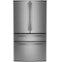 GE Profile - 23.3 Cu. Ft. 4-Door French Door Counter-Depth Smart Refrigerator with Dual-Dispense Auto-Fill Pitcher & Door In Door - Stainless Steel-Front_Standard 