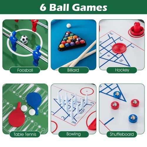 Costway 12-in-1 Combo Game Table Set with Foosball Air Hockey Pool Ping Pong Chess Bowling - Gray WORLDWIDE DELIVERY