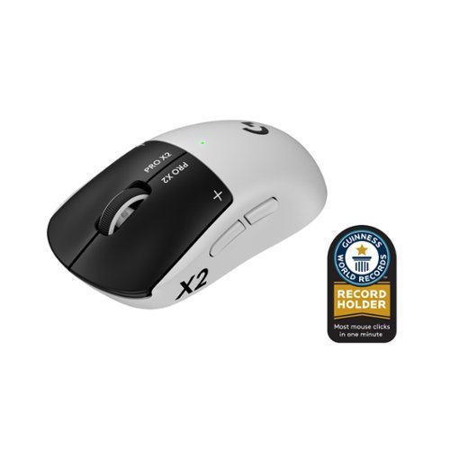 Logitech - PRO X2 SUPERSTRIKE LIGHTSPEED Lightweight Wireless Gaming Mouse with Customizable Click Haptics for PC/Mac/Laptop - Wireless - White-Front_Standard 