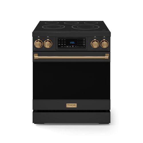 Gordon Ramsay Series by Thor Kitchen 4.55 Cu. Ft Freestanding Electric Range with Bronze Hardware - Black
