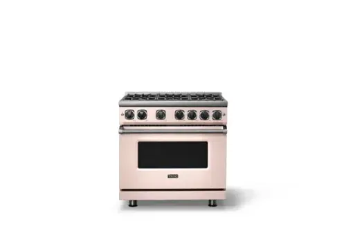 Front. Viking - Pro 7 Series 5.6 Cu. Ft. Freestanding Sealed 4 Burner Gas Convection Range - Blush - Blush.