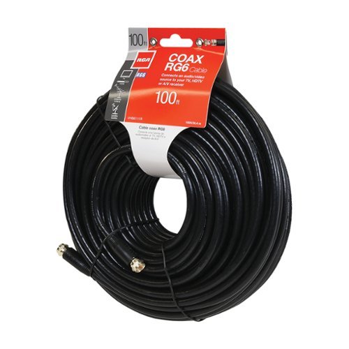 RCA Vhb6111r Rg6 Coaxial Cable With F connectors (100 Ft.; Black