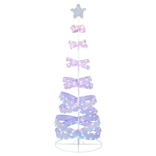 Costway 7 FT Outdoor Spiral Pre-lit Christmas Tree with 341 LED Lights - White