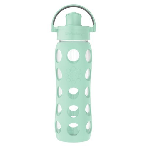 Lifefactory - 22-Oz Glass Water Bottle with Active Flip Cap, Protective Silicone Sleeve - Mint-Front_Standard 