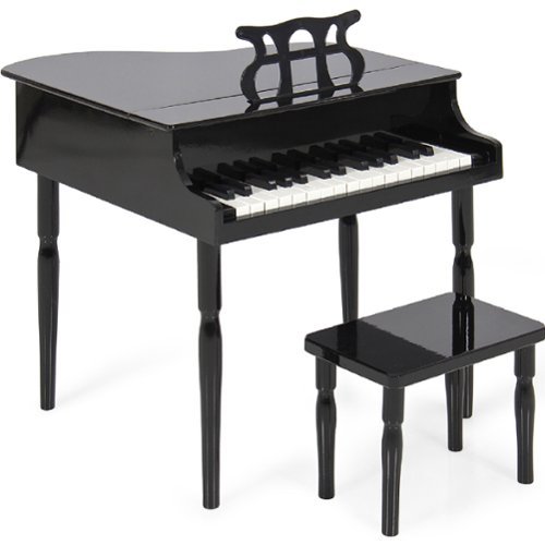 Best Choice Products - Kids Classic 30-Key Mini Piano w/ Lid, Bench, Folding Music Rack, Song Book, Stickers - Black-Front_Standard 