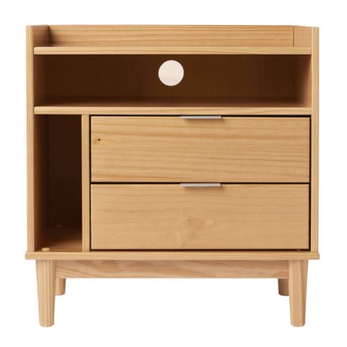 Walker Edison - Mid-Century Modern Solid Wood Tray-Top Nightstand - Natural Pine-Front_Standard 