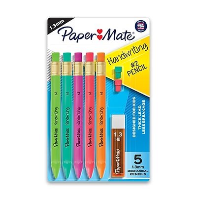Paper Mate - Handwriting Mechanical Pencil, 1.3mm, #2 Medium Lead, 5/Pack (2017483)