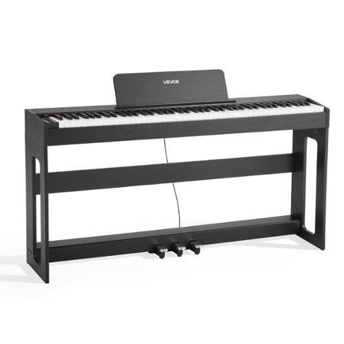 VEVOR - Weighted Digital Piano, 88 Keys Fully Weighted, Electric Piano Keyboard with Furniture Stand, Power Adapter,Triple Pedal - Black-Front_Standard 