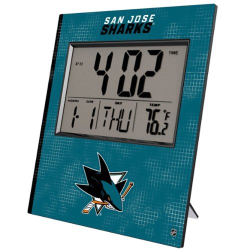 Keyscaper - San Jose Sharks Cross Hatch Digital Desk Clock - Multicolor-Front_Standard 