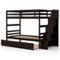 Costway - Twin Over Twin Bunk Bed with Storage Stairs & Drawers Full-length Guardrails - Brown-Front_Standard