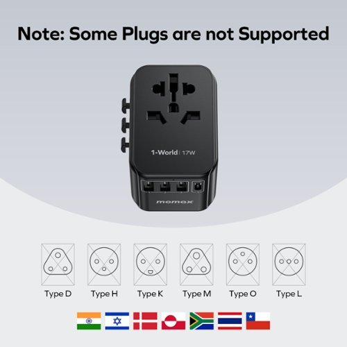 Momax 1-World 4-Port Travel Charger 17W Black - Black GLOBAL SHIPPING