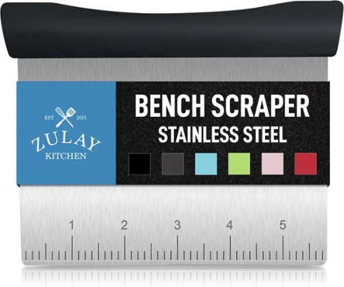  Zulay Kitchen - Premium Multi-purpose Stainless Steel Bench Scraper &amp; Chopper, Easy to Read Etched Markings - Black
