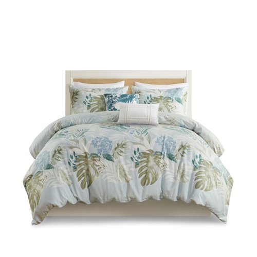 Gracie Mills - Romero Coastal Haven 5-Piece Cotton Duvet Cover Set - Blue-Front_Standard 