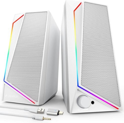 Stamp n Camp - LENRUE Computer Speakers, USB/USB-C Powered PC Speakers with Loud Stereo Sound, Headphone-in for Desktop, iMac, Laptop - defualt-Front_Standard 