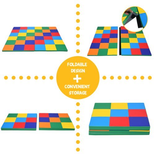 Costway 58'' Toddler Foam Play Mat Baby Folding Activity Floor Mat Home School Daycare - Multi-color BUY IN MIDDLE EAST