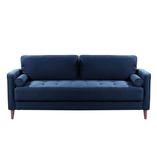 Lifestyle Solutions - Langford Sofa with Upholstered Fabric and Eucalyptus Wood Frame - Navy Blue-Front_Standard 