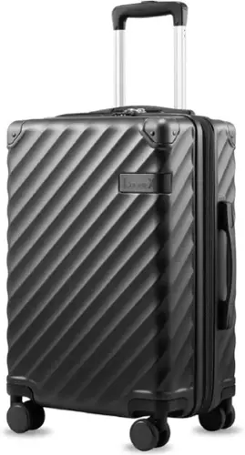 Front. LUGGEX - LUGGEX 20 Inch Carry-On Luggage Airline Approved, Expandable Polycarbonate Hard Shell Suitcase for Travelling - KVC - Black.