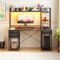 Aheaplus - Computer Desk with Hutch, Gaming Desk with Drawers, LED Lights, Outlets, and Monitor Stand - Gray Oak-Front_Standard