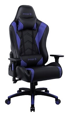 Staples Emerge Vartan Bonded Leather Ergonomic Gaming Chair, Black/Blue (53242V) - Black & Blue-Front_Standard 