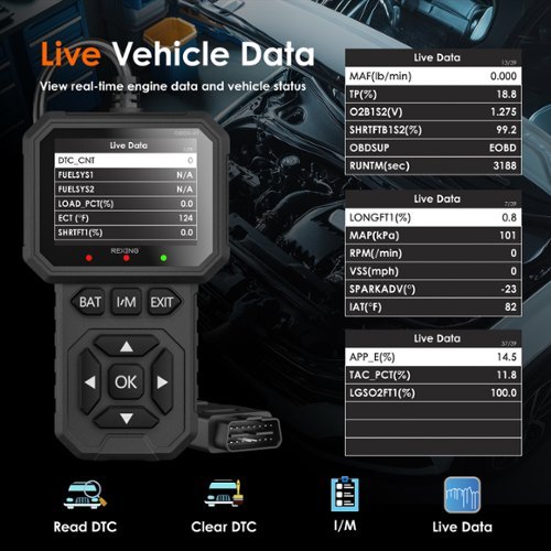 Rexing Universal OBD II Scanner & Engine Code Reader for 1996+ Vehicles - Black SHOP ONLINE