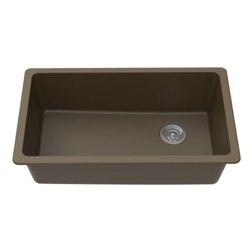 Winpro - Undermount Granite Composite 0 Faucet Hole 33 in. L x 18-3/4 in. L x 9-1/2 in. Single Bowl Kitchen Sink - Mocha-Front_Standard 