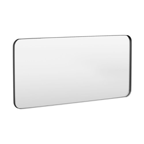 LOVMOR - 60 in. W x 28 in. H Tempered Glass Rounded Rectangle Framed Wall-Mounted Bathroom Vanity Mirror in Black - Black