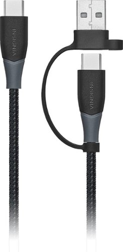Insignia™ 6’ 2-in-1 USB-C to USB-C Charge-and-Sync Cable with USB Adapter - Black BUY ONLINE