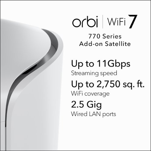 NETGEAR Orbi 770 Series BE11000 Tri-Band Mesh Wi-Fi 7 Satellite - White WORLDWIDE DELIVERY