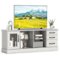 Costway - TV Stand for 73 Inches TVs 63" Entertainment Center with Glass-door Cabinet 3 Drawers - Gray-Front_Standard