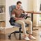 Brick Attic - Compact PU Leather Office Chair, Ergonomic Adjustable Computer Gaming Desk Chair with Flip-Up Armrest for Small Space - Gray-Front_Standard