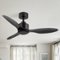 Breezary - 42" Modern Indoor Ceiling Fan, 3 ABS Blades, 6-Speed DC Motor, Remote Control, Timer, 5'' Downrod, Light/No Light Option - Matte Black (Without Light)-Front_Standard