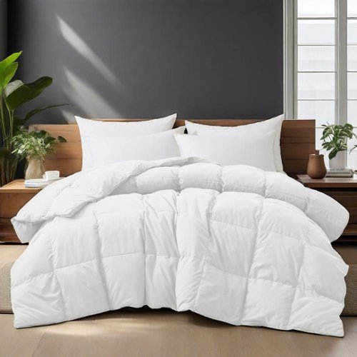 Peace Nest - Luxurious Hotel Feather and Down Fiber Comforter, All Season Duvet Insert, Full/Queen - White-Front_Standard 