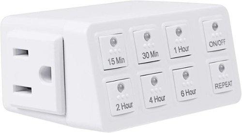 BN-LINK - Indoor Countdown Timer with Repeat Function, 3-Prong Grounded Outlet, 6 Presets, for Lights & Appliances, ETL - White-Front_Standard 