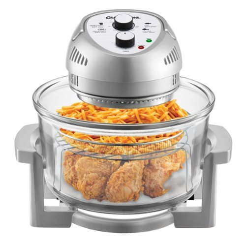 Granitestone - 16Qt Large Countertop Glass Air Fryer Non Toxic Family Sized Oven Cooker - Silver-Front_Standard 