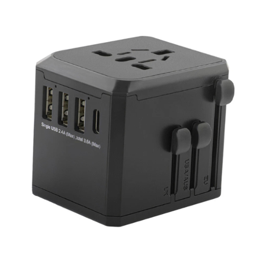 Home Collection - All-in-One Universal Travel Adapter Worldwide Charger Outlet Converter - Black-Front_Standard 