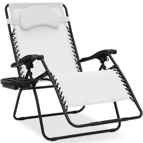 Best Choice Products - Oversized Zero Gravity Chair, Folding Outdoor Patio Recliner w/ Cup Holder - White-Front_Standard 