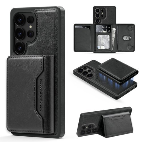 Dteck - Detachable Magnetic Wallet Case for Samsung Galaxy S25 Ultra,2-in-1 Shockproof Faux Leather Card Holder Stand Back Cover - Black-Front_Standard 
