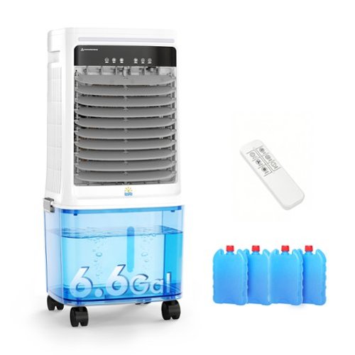 Etust - Portable Evaporative Air Cooler with 18.5L Water Tank, 3-in-1 Cooling Fan, Space-Saving Floor Fan for Home & Patio - White-Front_Standard 