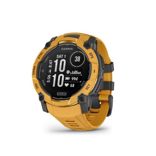 Garmin - Instinct 3 Solar GPS Smartwatch 50 mm Fiber-reinforced Polymer - Solar Sunburst with Sunburst/Gray Band - (2026)