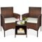 Best Choice Products - 3-Piece Outdoor Wicker Conversation Patio Bistro Set, w/ 2 Chairs, Table - Brown/White Sand-Front_Standard