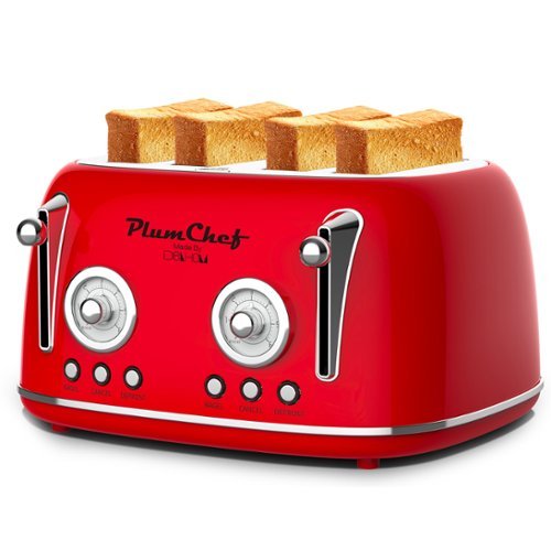 Aukfa - 4-Slice Retro Toaster - Dual Control with Warming Rack, 6 Browning Settings, Bagel/Defrost, Removable Crumb Tray, 1650W - Red-Front_Standard 